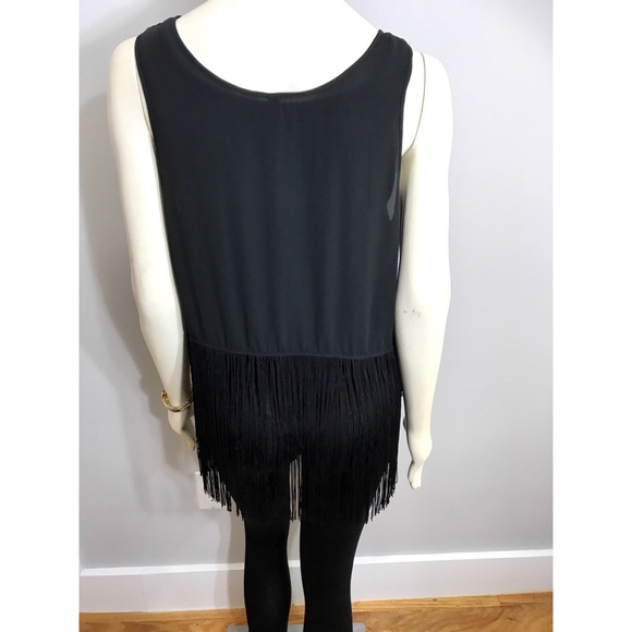 SOLD H&M Sleeveless Black Fringe Bedazzled Top - Picture 5 of 8